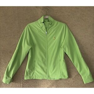 Magnolia Lane Masters Jacket Womens Sz XS Green Full Zip Pockets Lined Logo